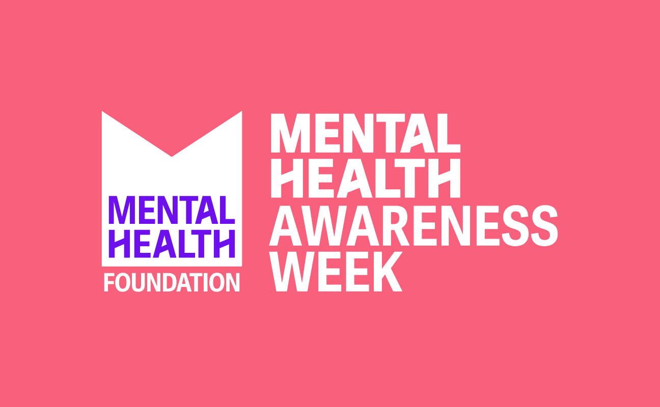 Mental Health Awareness Week logo on a coral background